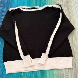 Blanc Noir Black and Cream Crew Neck Sweater